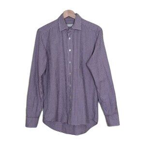 Etro Shirt Men 38 Multicolor Slim Fit LS Collar Cotton Italy Preppy Office Party